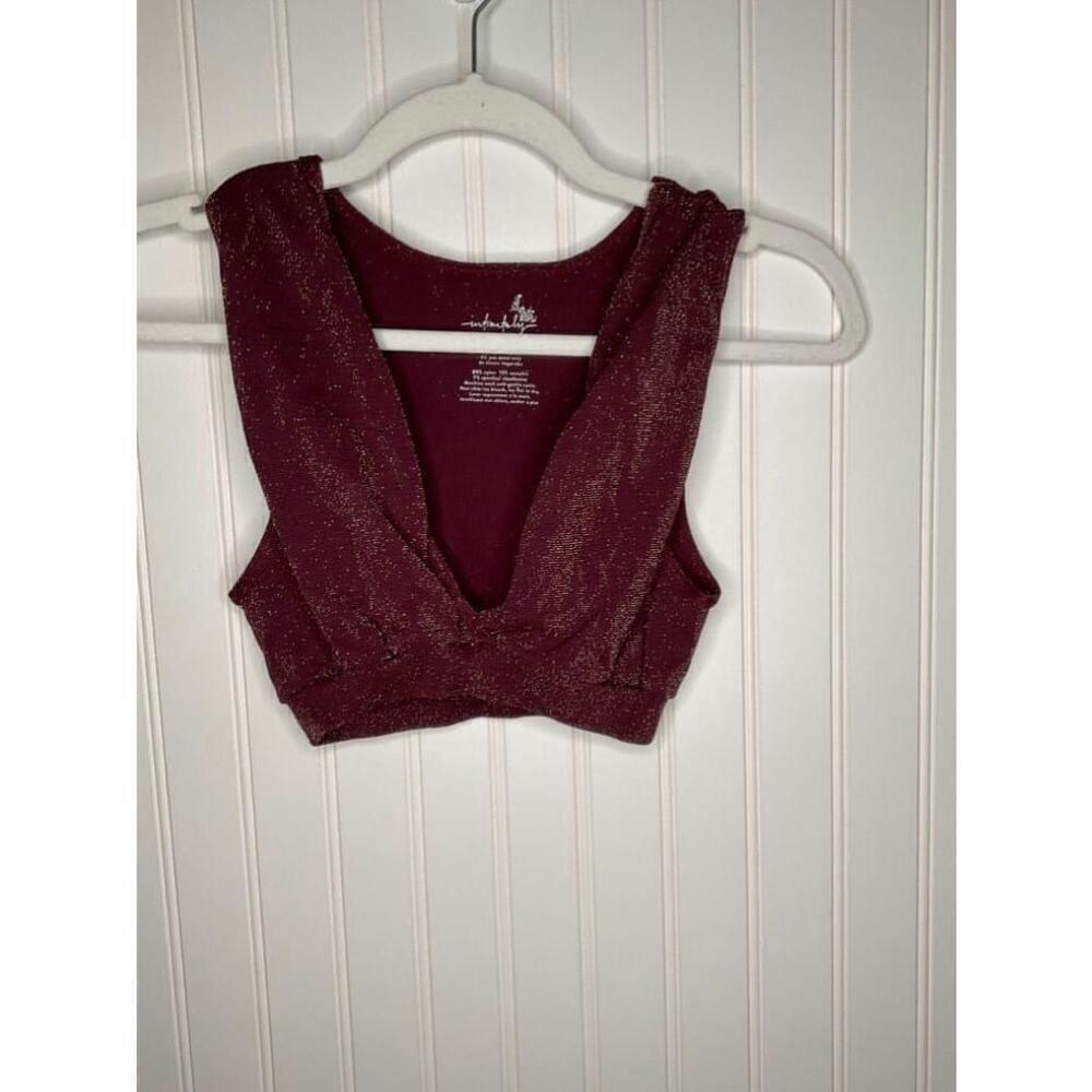 Women's Intimately Free People Maroon Glitter Crop Top - Size M/L